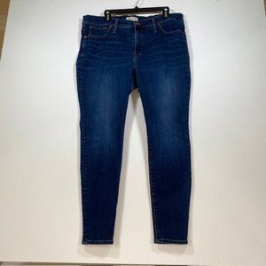 Madewell Women's Dark Denim Wash Blue Jeans 9" High Rise Skinny • Size 34